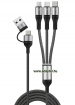 DKS-32 Nylonsz�vet bor�t�s�, min�s�gi 3 in 2 adat/t�lt�k�bel<br>USB Type C - USB Type C/mikro USB/Lightning