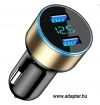CARU2LCD_G 2xUSB szivargy�jt� adapter/t�lt�<br>LCD kijelz�vel - arany